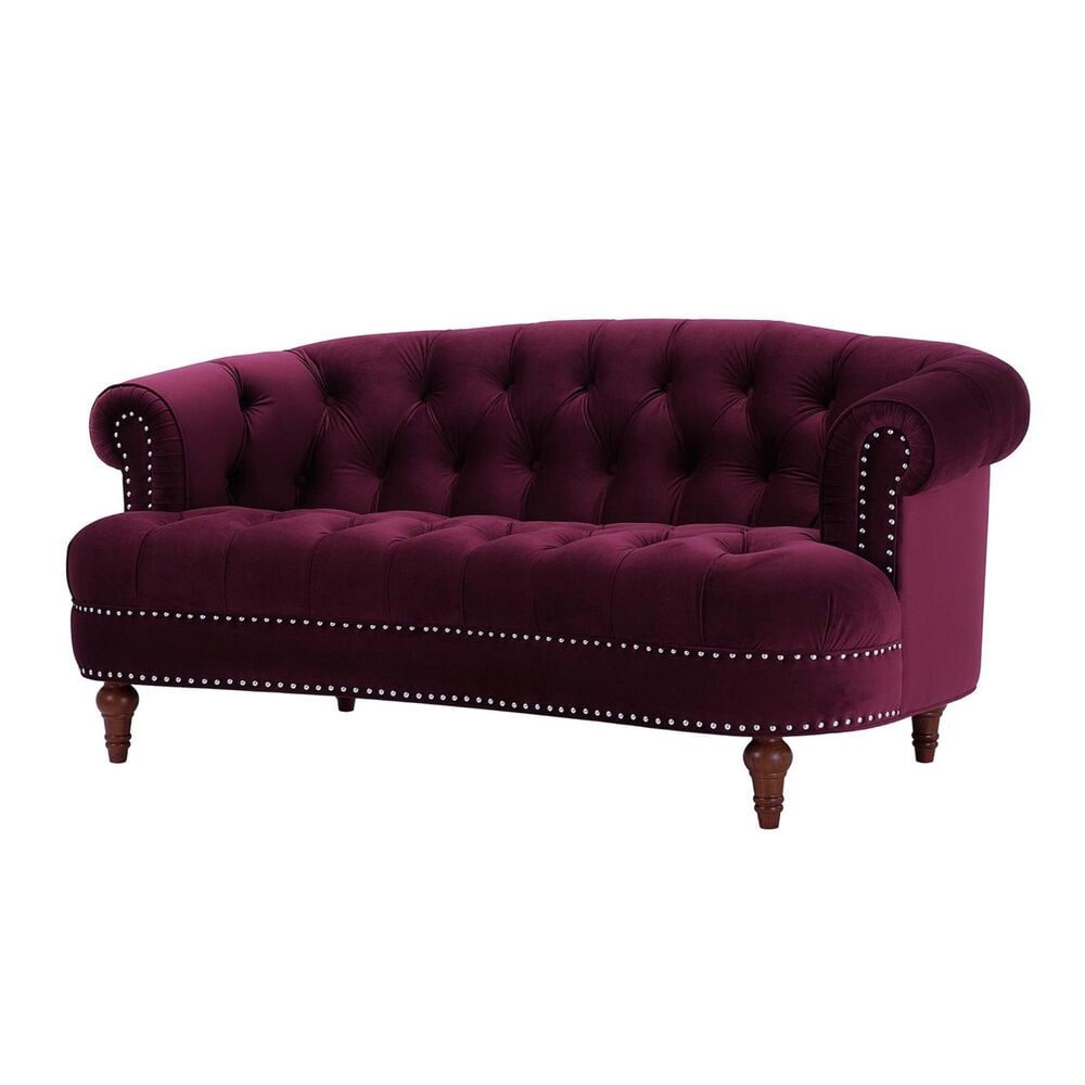 Jennifer Taylor Home La Rosa Victorian Chesterfield Loveseat in Burgundy, , large