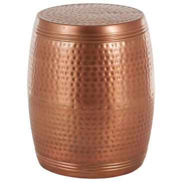 Maple and Jade Handmade Drum Accent End Table in Weathered Copper, , large