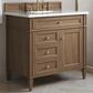 James Martin Brittany 36" Single Bathroom Vanity in Pecan with 3 cm White Zeus Silestone Top and Rectangular Sink, , large