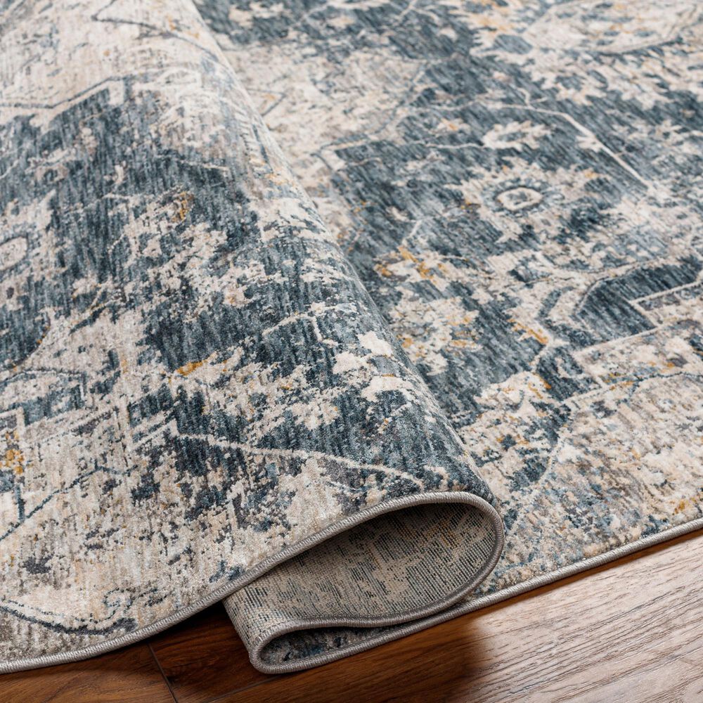 Surya Cardiff CDF-2307 Deep Teal, Blue, Light Gray, Medium Gray, Charcoal and Camel 2' x 2'11" Area Rug, , large