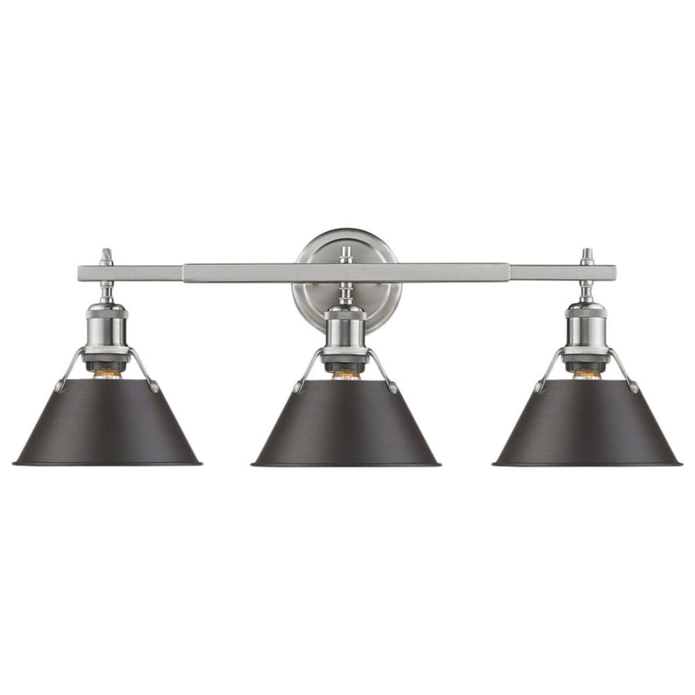 Golden Lighting Orwell PW 3-Light Bath Vanity in Pewter with Rubbed Bronze Shade, , large