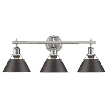 Golden Lighting Orwell PW 3-Light Bath Vanity in Pewter with Navy Blue Shades, , large