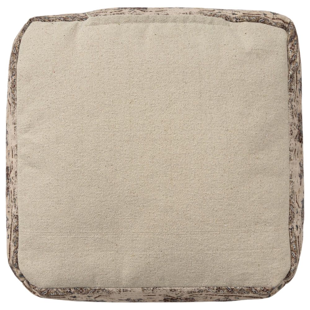 LR Home 18" Square Floral Pouf in Taupe, , large