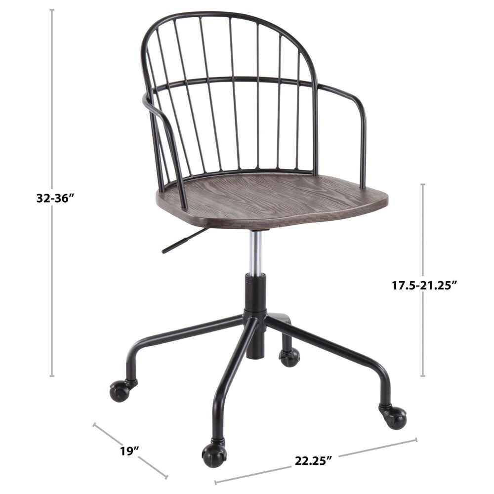 Lumisource Riley Office Chair in Black and Dark Walnut, , large