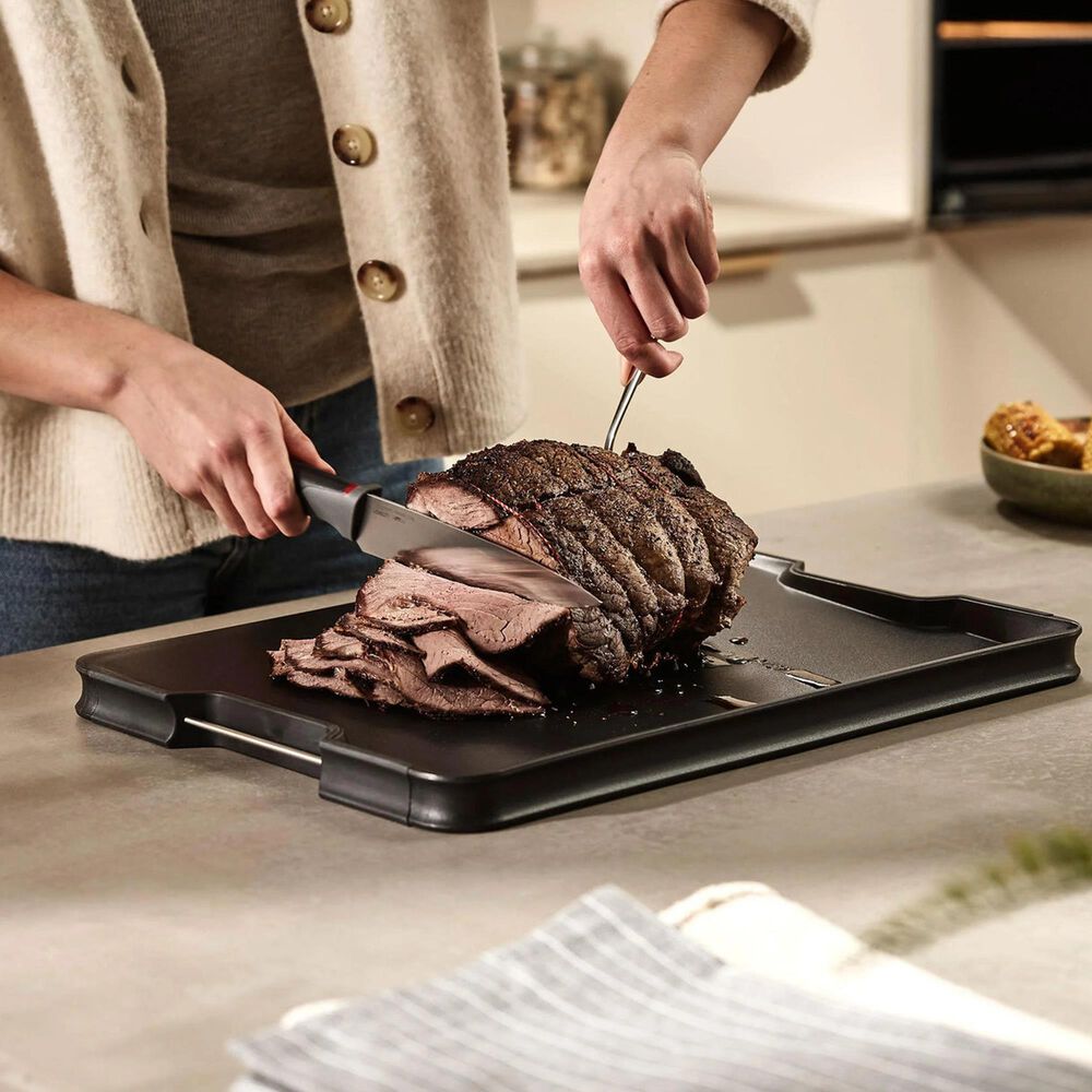 Joseph Joseph Cut and Carve Plus 16.1&quot; x 11.4&quot; Large Chopping Board in Black, , large