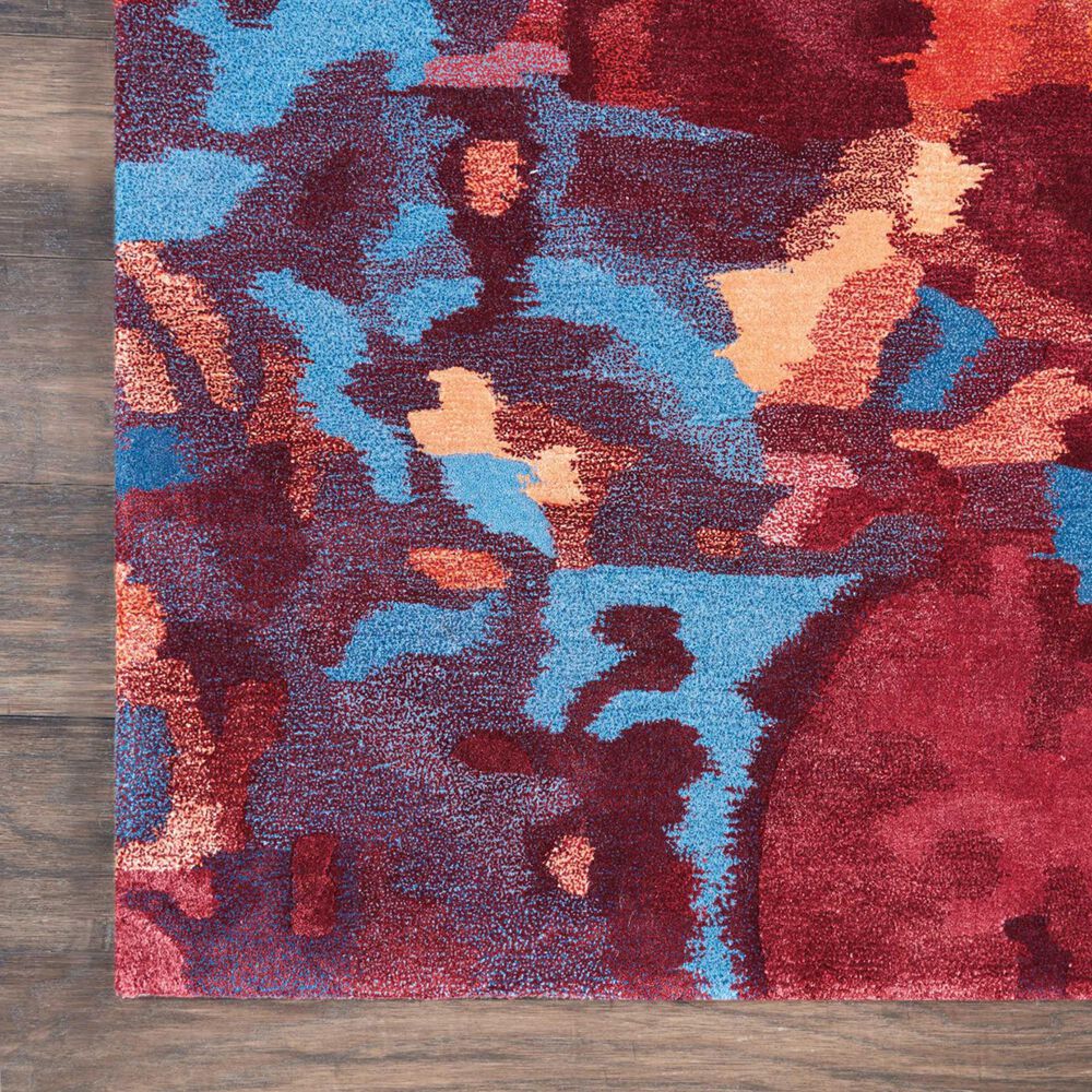 Nourison Prismatic PRS13 3&#39;9&quot; x 5&#39;9&quot; Blue and Flame Area Rug, , large