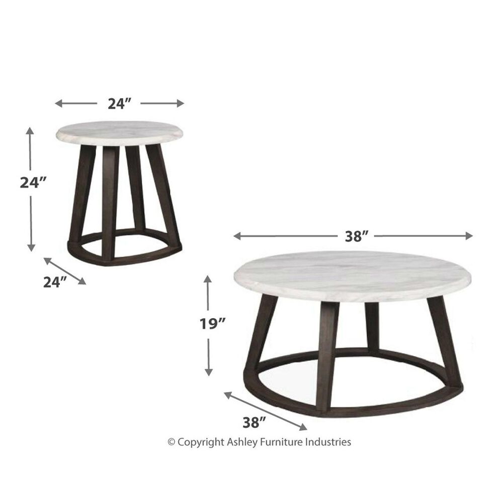 Signature Design by Ashley Luvoni 3-Piece Table Set in White and Dark Charcoal Gray, , large