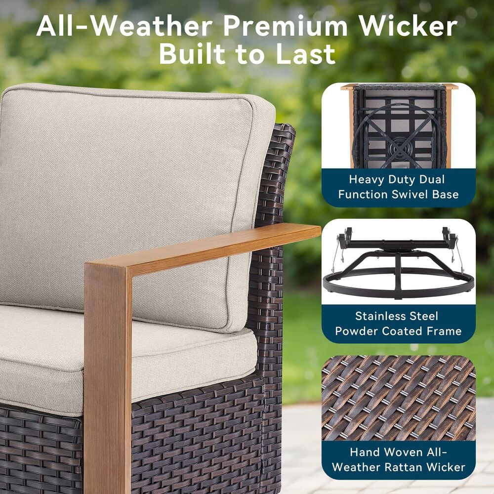 Sunwell Garden 6-Piece Patio Fire Pit Set in Beige, , large