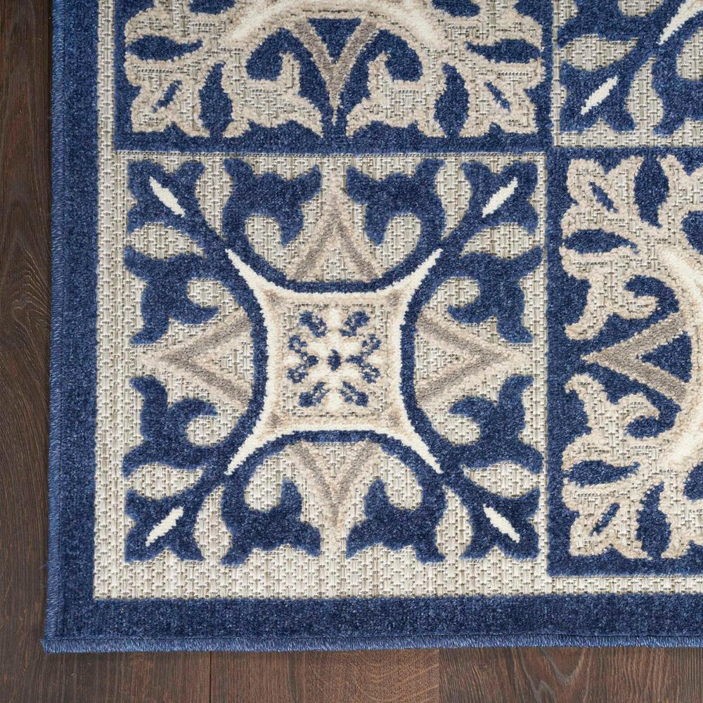 Nourison Aloha Damask 5&#39;3&quot; x 7&#39;5&quot; Blue Indoor/Outdoor Area Rug, , large