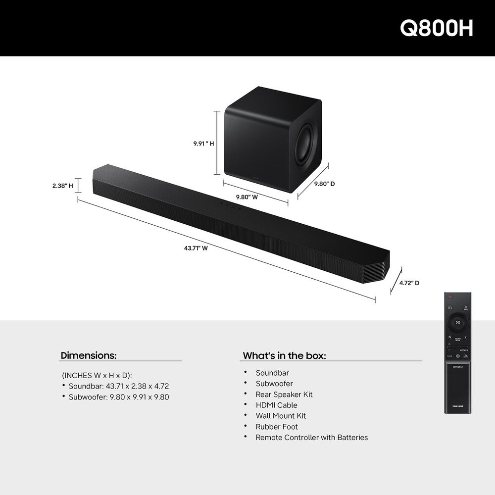 Samsung Q Series 5.1.2 Channel Soundbar with Wireless Subwoofer in Black, , large
