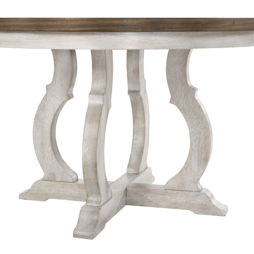 HOMLUX 47"W Round Contemporary Dining Table with Cross Base, in Walnut Top &amp; Off-White Base, , large