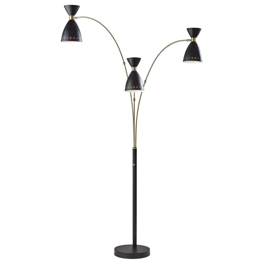 Adesso Oscar 3-Arm Arc Lamp in Black and Antique Brass, , large