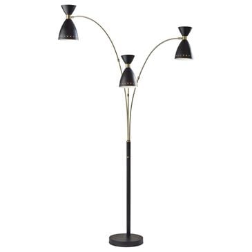 Adesso Oscar 3-Arm Arc Lamp in Black and Antique Brass, , large