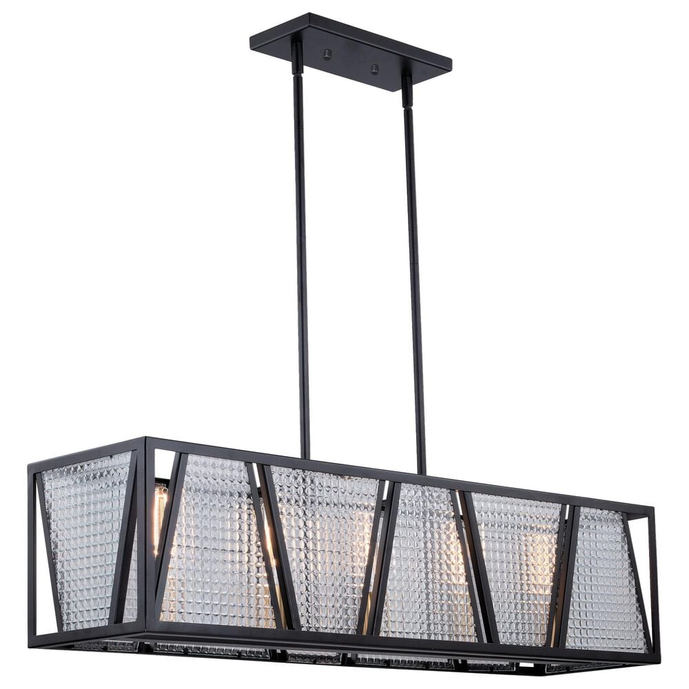 Vaxcel Oslo 5-Light Linear Chandelier in Black and Natural Brass, , large