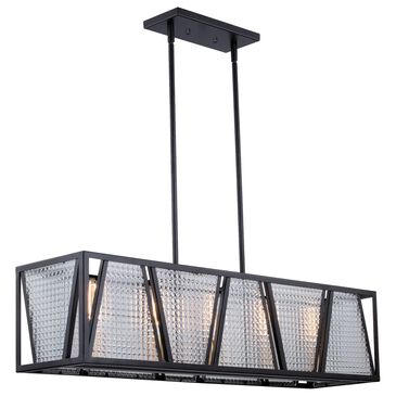 Vaxcel Oslo 5-Light Linear Chandelier in Black and Natural Brass, , large