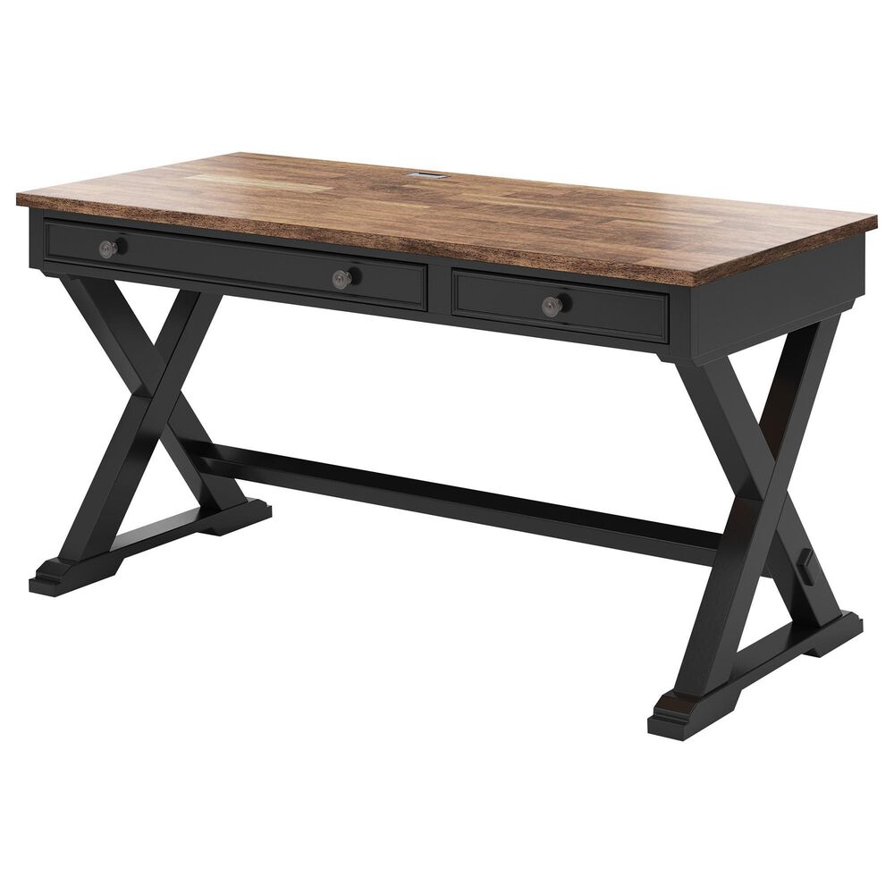 Ashley Wildenauer Home Office Desk in Rich Brown and Warm Satin Black, , large