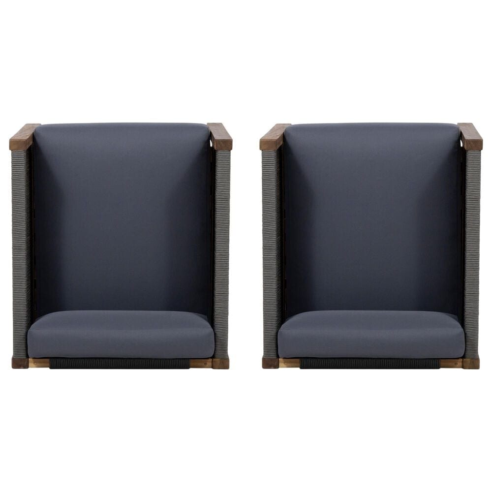 Hearth and Haven Laurel Outdoor Club Chair with Cushion in Dark Gray (Set of 2), , large