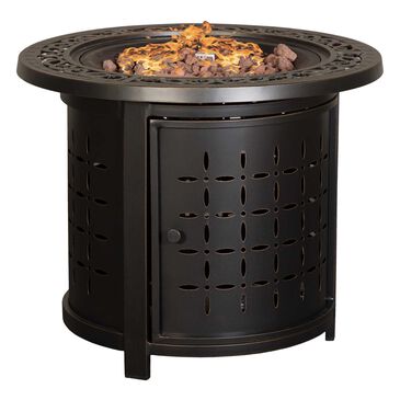 Gathercraft 30" Gas Aluminum Firepit with Lava Rock in Black, , large