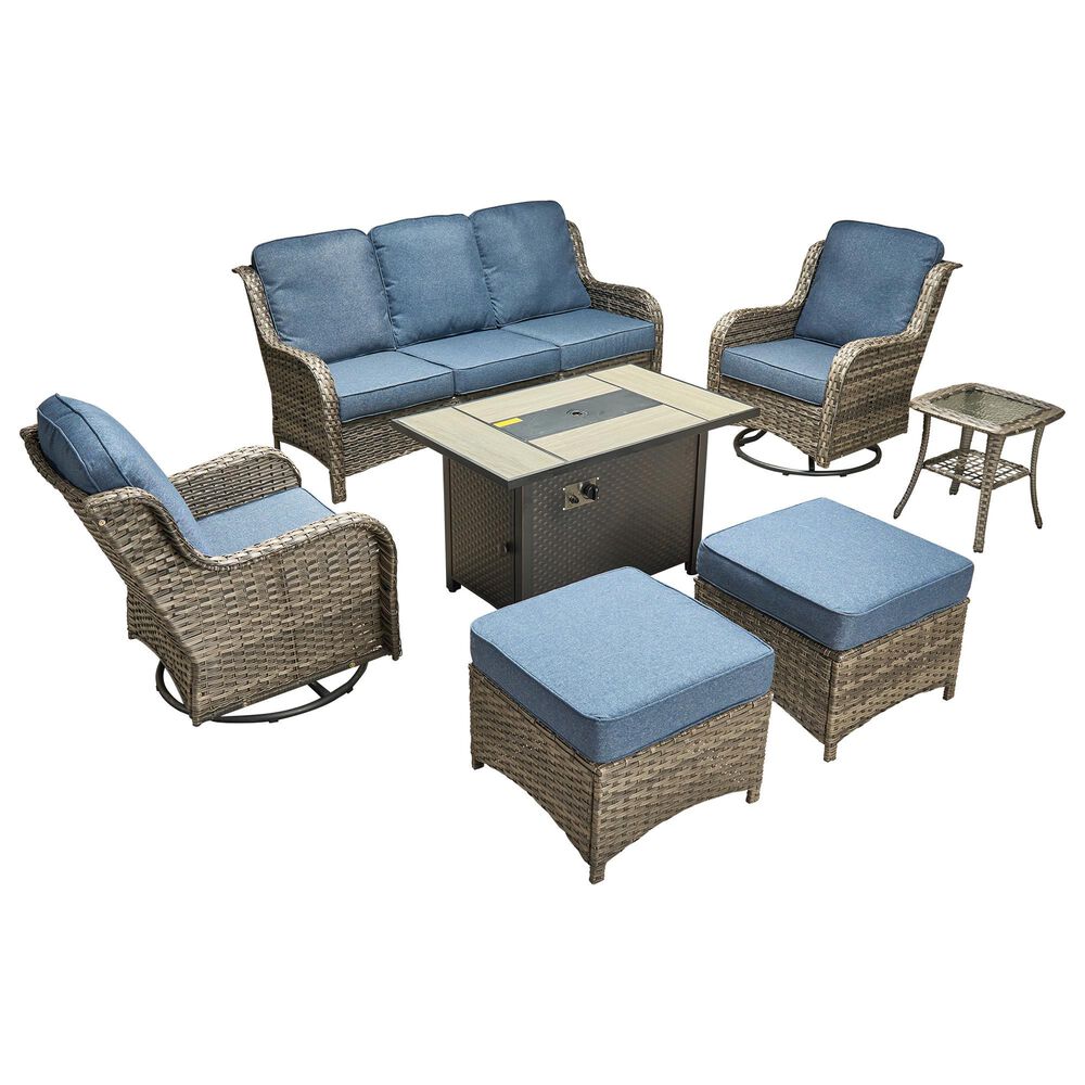 HOMLUX 7-Piece Patio Set in Denim Blue, , large