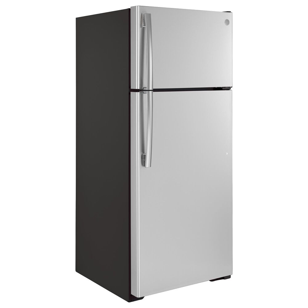 GE Appliances 17.5 Cu. Ft. Top Freezer Refrigerator with Reversible Door in Stainless Steel, , large