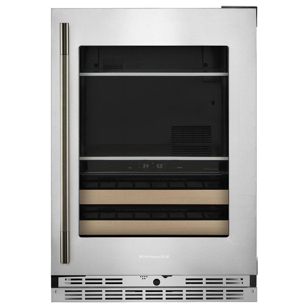 KitchenAid 4.8 Cu. Ft. Right Hinge Beverage Center with Wood Front Racks in PrintShield Stainless Steel, , large