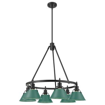 Golden Lighting Orwell 6-Light Chandelier with Pine Green Shade in Matte Black, , large