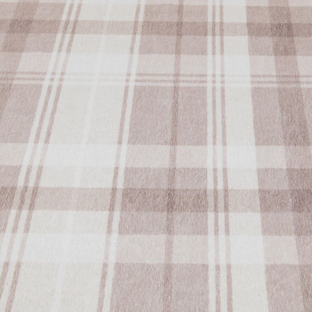 Central Oriental Rugease Plaid 5&#39; x 7&#39; Beige and Ivory Area Rug, , large