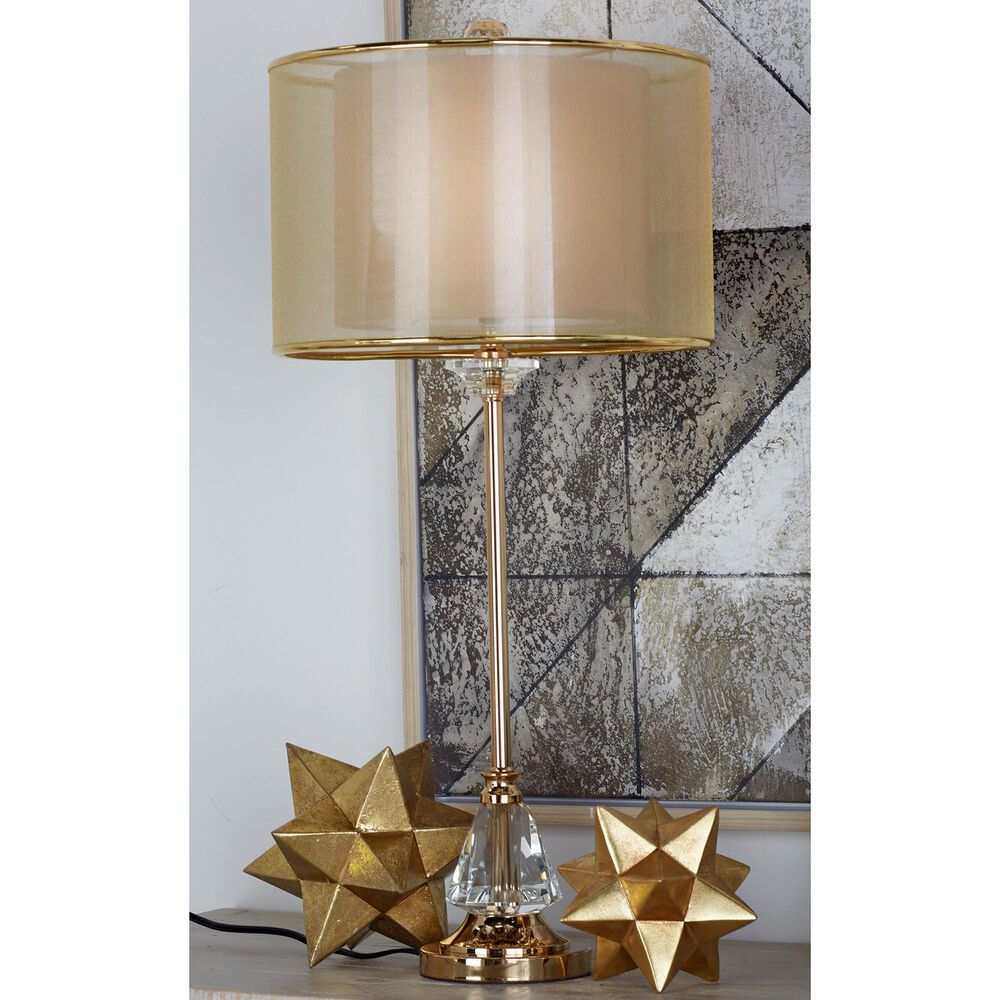 Maple and Jade Glam Buffet Lamp with Gold Drum Shade in Gold, , large