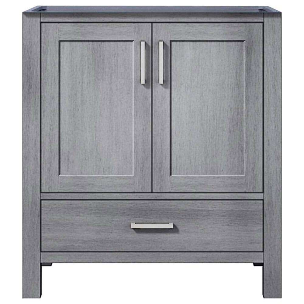 Lexora Home Jacques 30&quot; Single Bathroom Vanity in Distressed Grey with 2 cm White Cultured Marble Top and Rectangular Sink, , large