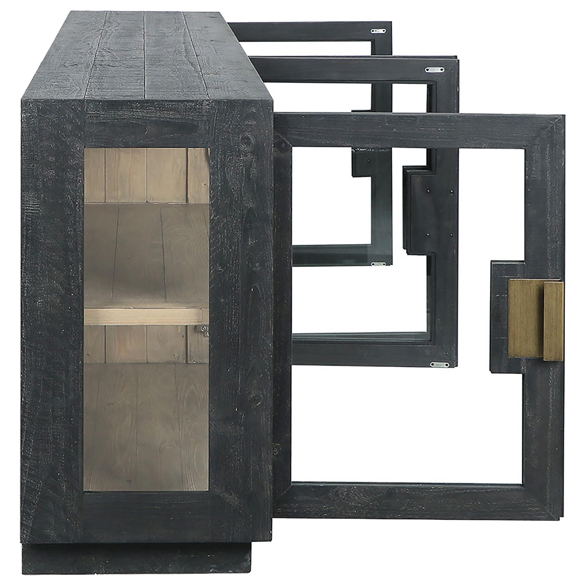 Classic Home Larson 4-Door Sideboard in Black and Clear