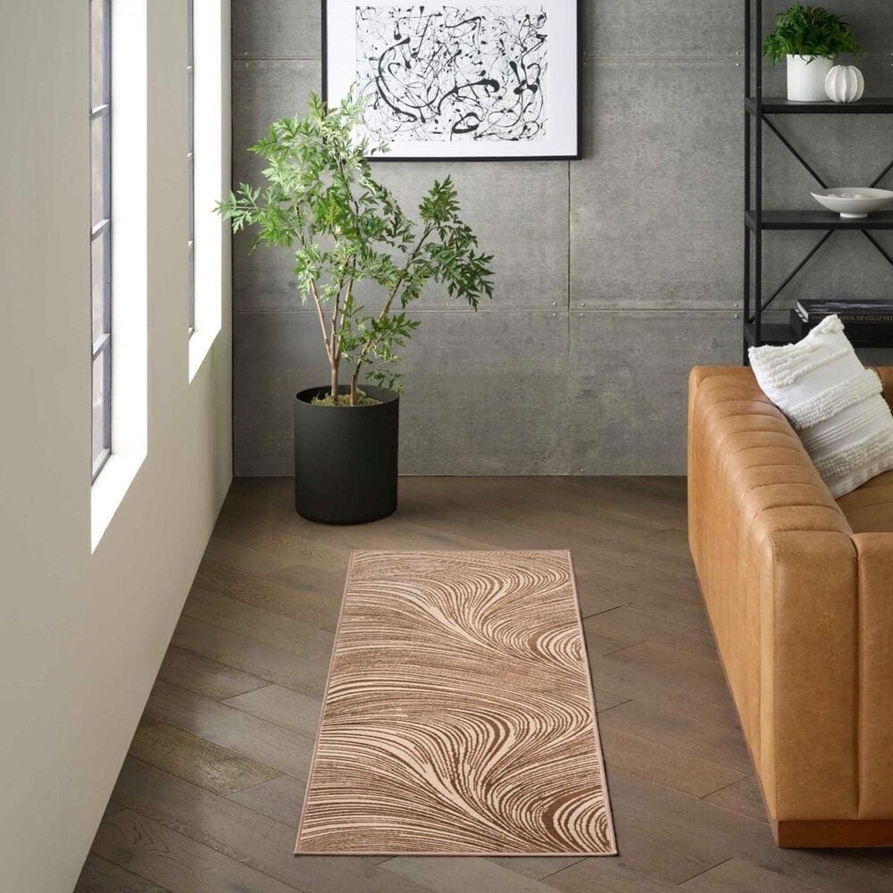 Nourison Central Park West CEP02 Beige and Brown 2&#39; x 6&#39; Runner, , large