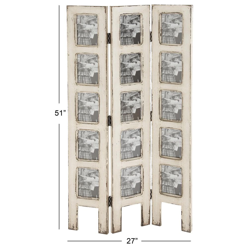 Maple and Jade Farmhouse Room Divider Screen in Distressed White, , large