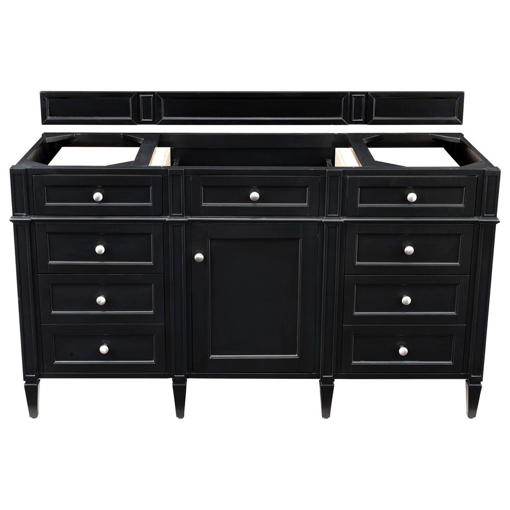 James Martin Vanities Brittany 60&quot; Single Bathroom Vanity in Black Onyx with 3 cm Victorian Silver Quartz Top and Rectangular Sink, , large
