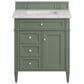 James Martin Vanities Brittany 30" Single Bathroom Vanity in Smokey Celadon with 3 cm Eternal Jasmine Pearl Quartz Top and Rectangular Sink, , large