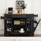 HOMLUX 47" Fluted Kitchen Island with Trash Can Storage Cabinet in Black and Natural, , large