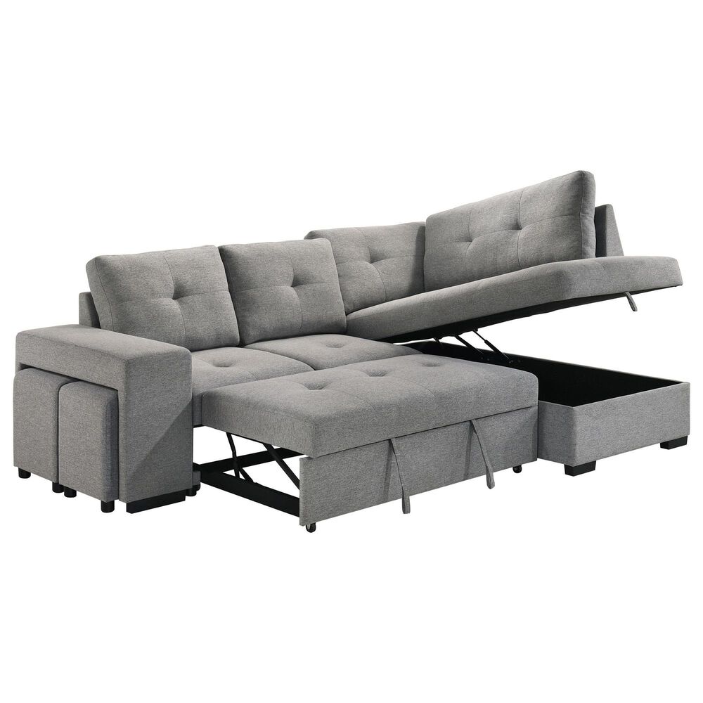 Coaster Roanne Fabric Upholstered Sleeper Sectional Sofa Grey, , large