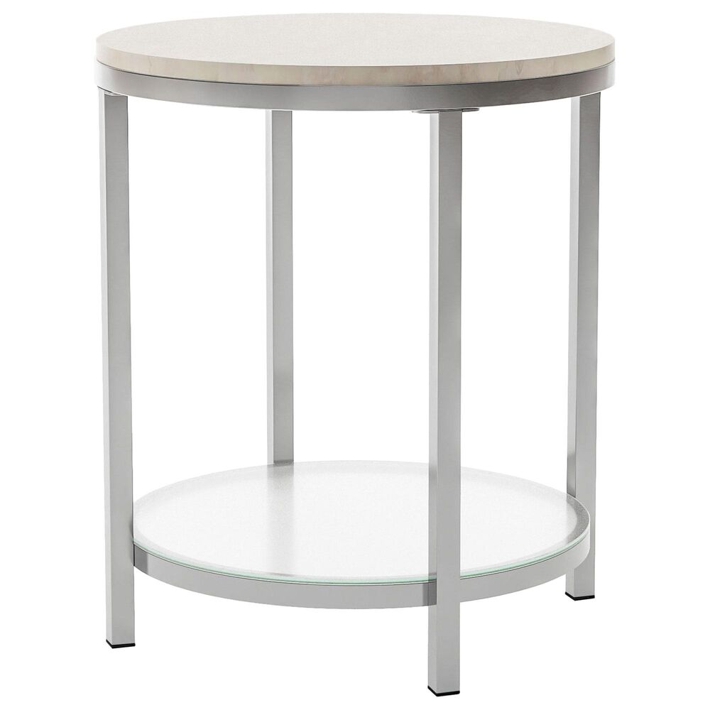 Furniture of America Pearce End Table in White and Chrome, , large