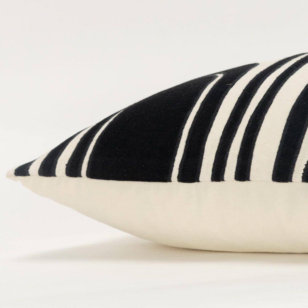 Rizzy Home 14&quot; x 26&quot; Abstract Down Filled Lumbar Pillow in Black and Natural, , large