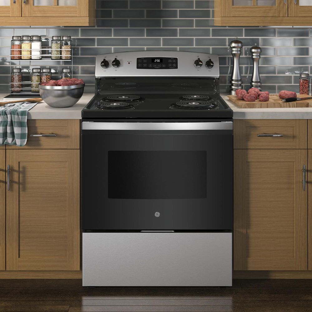 GE Appliances 30&quot; Freestanding Electric Range with Self Clean in Stainless Steel, , large