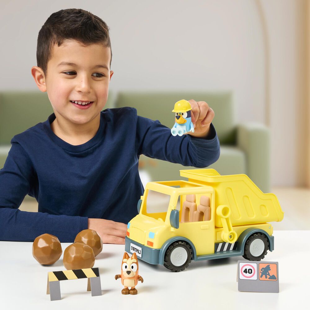 Bluey S12 Bluey Dump Truck Vehicle with Figures in Yellow, , large