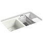 Kohler Riverby 33" Undermount Double Bowl Workstation Kitchen Sink in Dune, , large