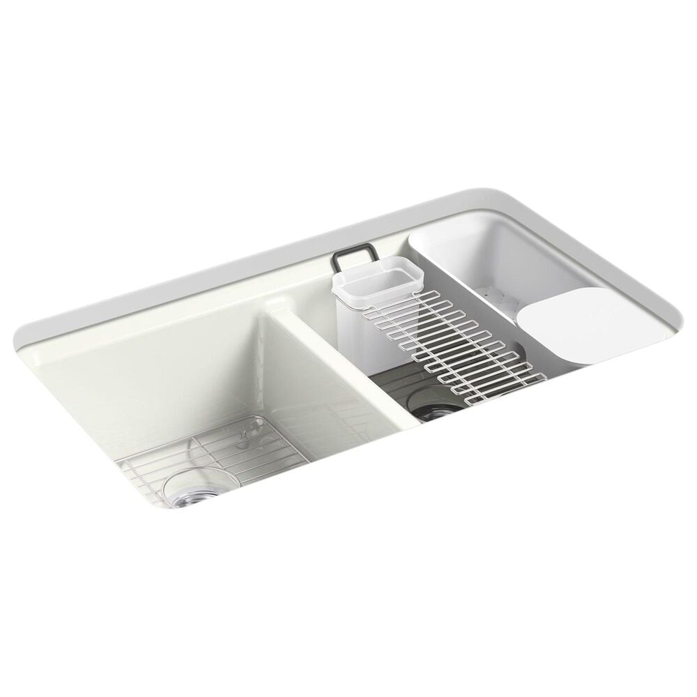 Kohler Riverby 33" Undermount Double Bowl Workstation Kitchen Sink in Dune, , large