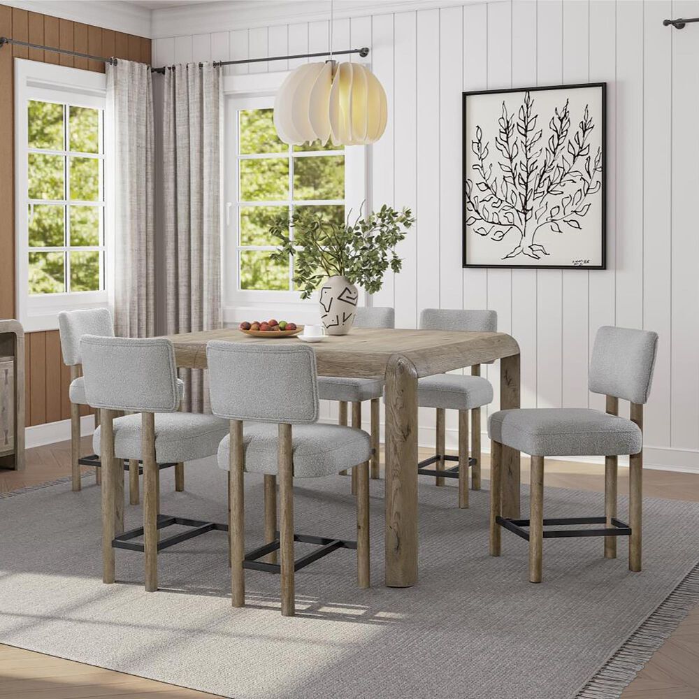 Sterling Timber Contemporary Wood Metal and Upholstered Counter Stool in English Knotty Oak, , large