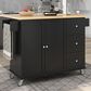 HOMLUX 53" Rolling Mobile Kitchen Island with Solid Wood Top and Locking Wheels in Black, , large