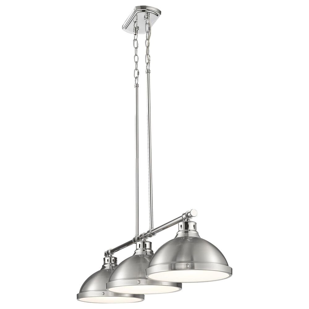 Golden Lighting Duncan 3-Light Pendant with Pewter Shade in Chrome, , large