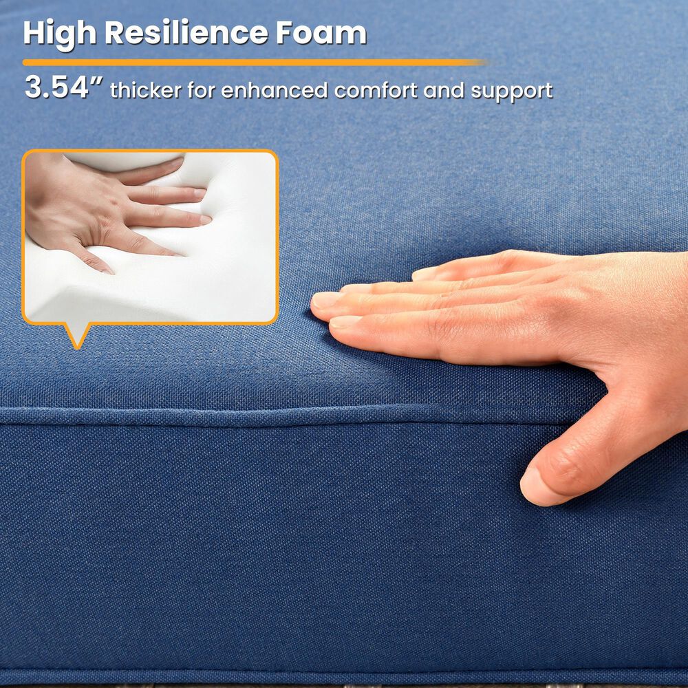 HOMLUX 3-Piece Patio Conversation Set with Swivel Chairs in Navy Blue, , large