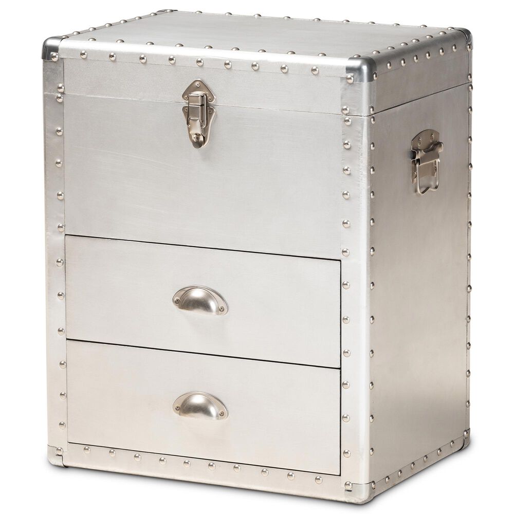 Baxton Studio Serge 2-Drawer Accent Storage Chest in Silver, , large