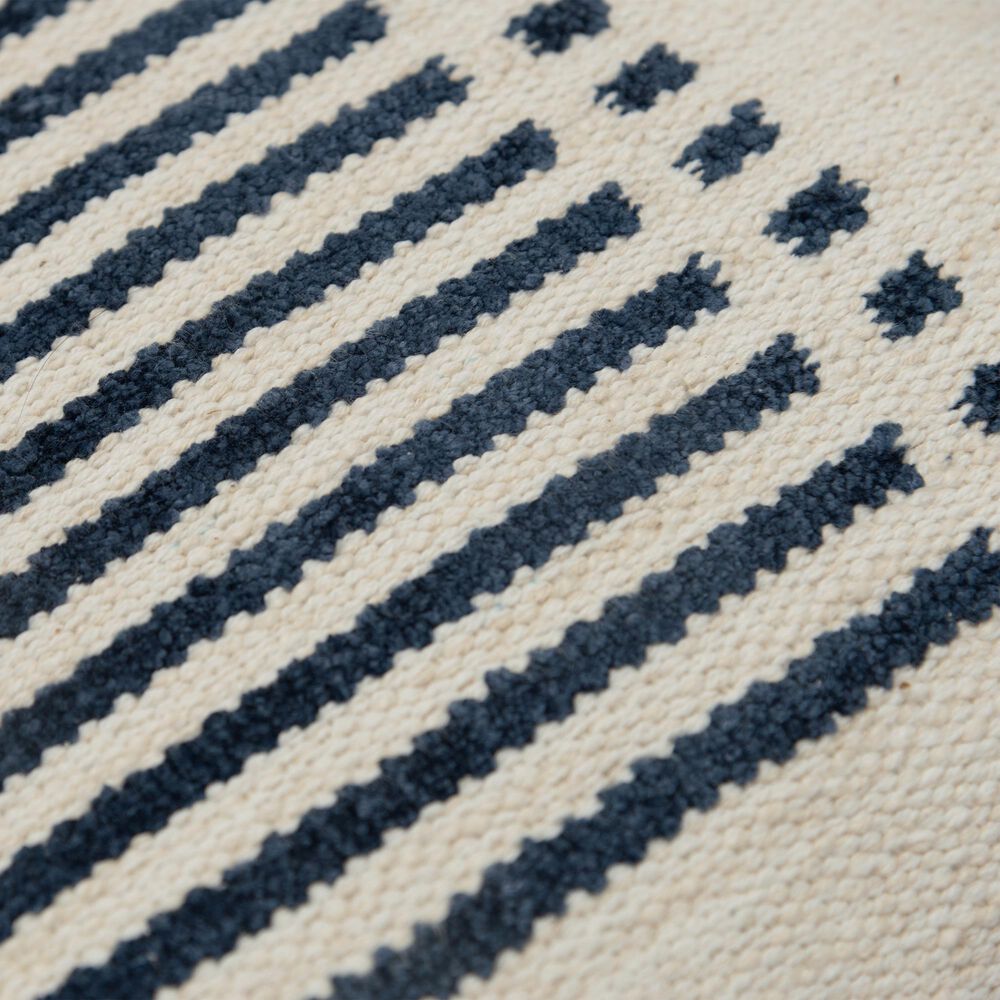 Rizzy Home 14&quot; x 20&quot; Striped Down Filled Lumbar Pillow in Natural and Blue, , large
