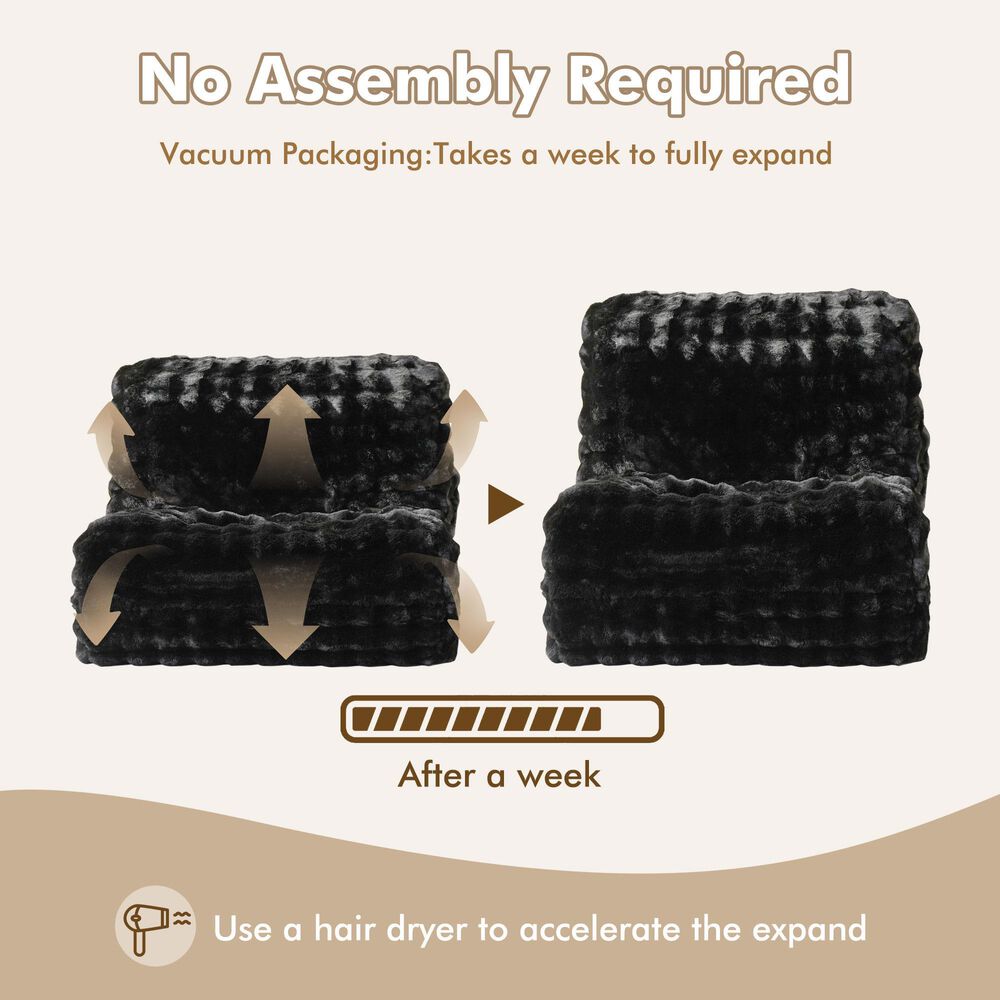 HOMLUX Togo Sofa Bean Bag Chair in Black, , large