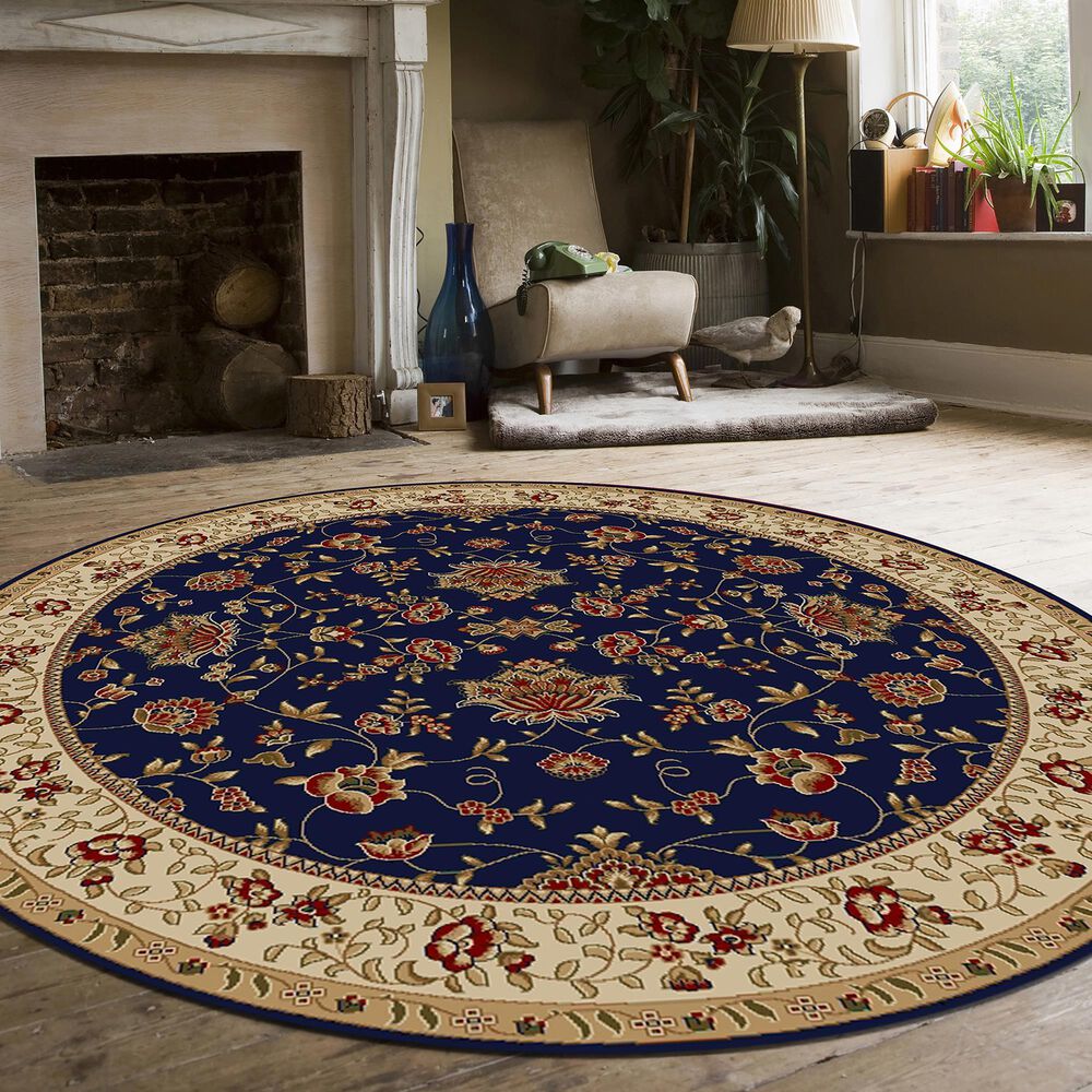 Radici USA Como 1597 Navy 5'3" Round Area Rug, , large